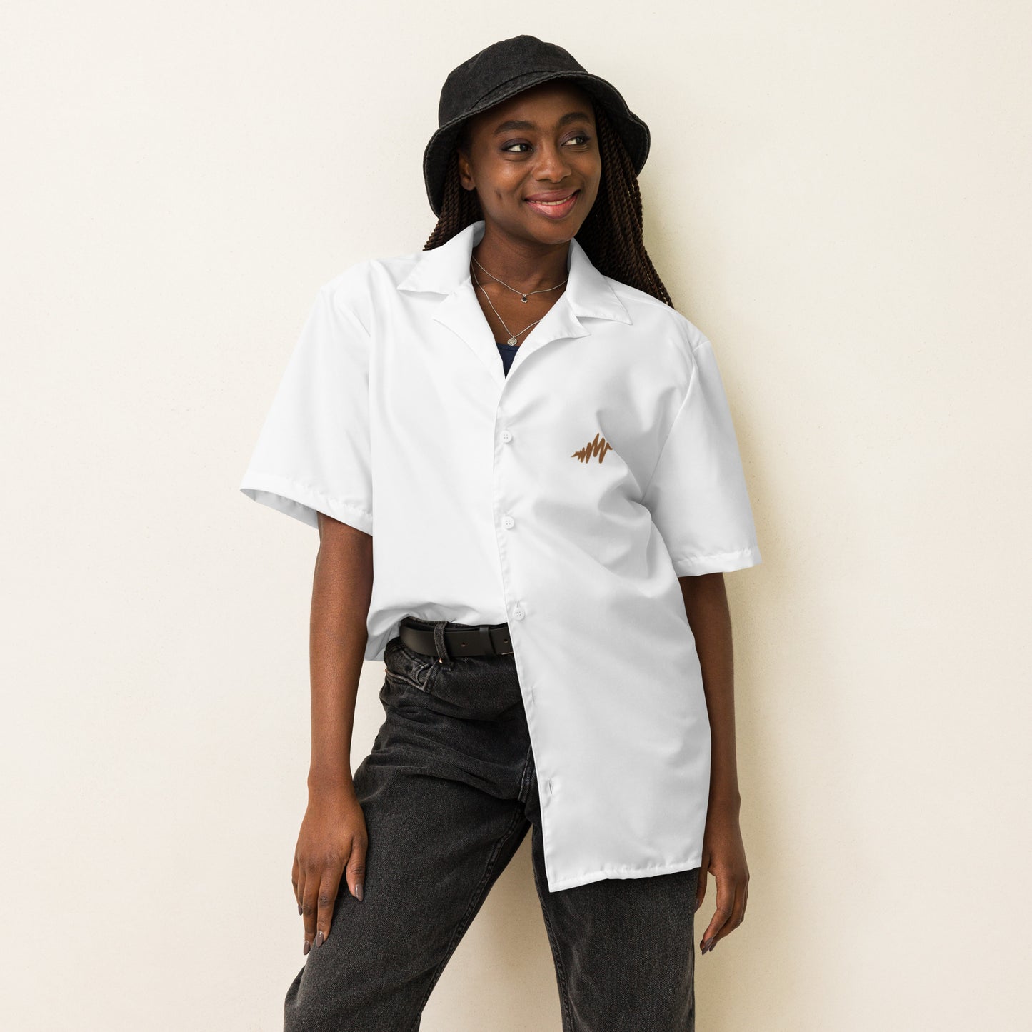 Waves | Embroidered Unisex button shirt