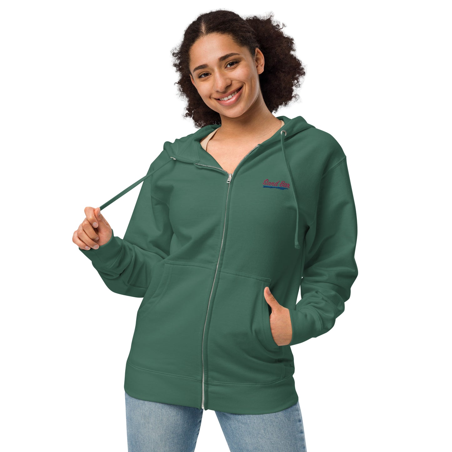 Sand Bar | Embroidered Unisex fleece zip up hoodie
