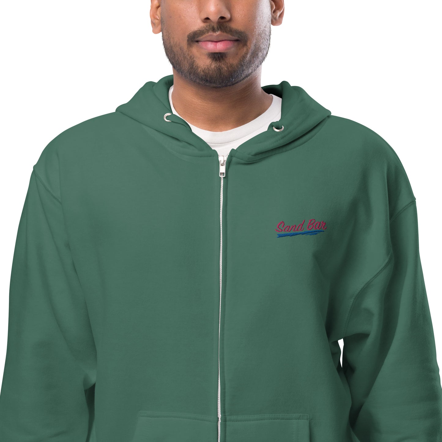 Sand Bar | Embroidered Unisex fleece zip up hoodie