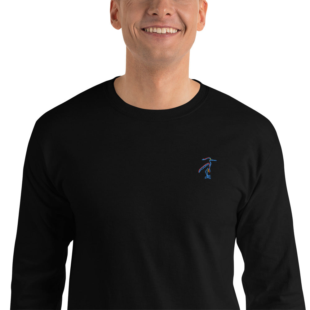 Blue Heron | Embroidered Long Sleeve Shirt