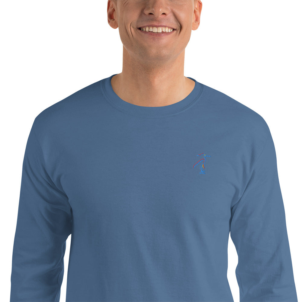 Blue Heron | Embroidered Long Sleeve Shirt