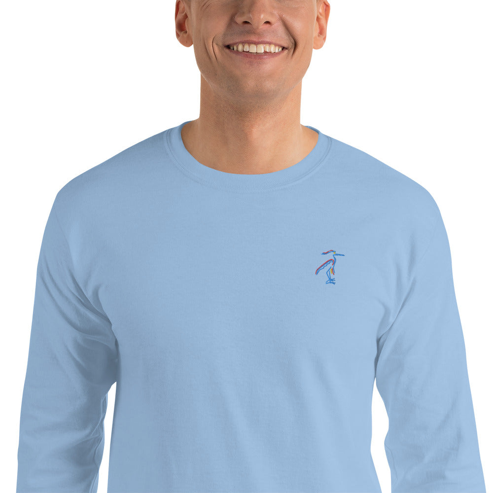 Blue Heron | Embroidered Long Sleeve Shirt