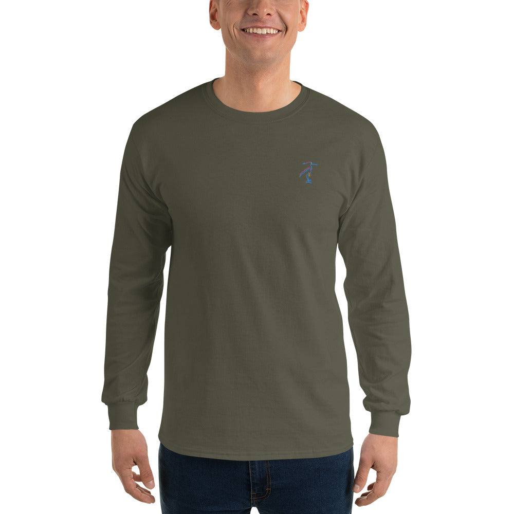 Blue Heron | Embroidered Long Sleeve Shirt