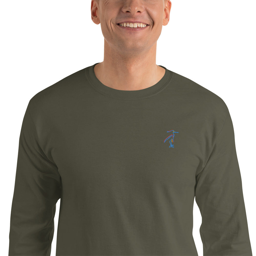 Blue Heron | Embroidered Long Sleeve Shirt