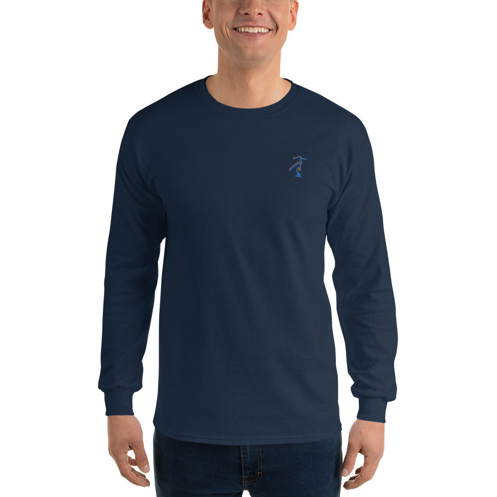 Blue Heron | Embroidered Long Sleeve Shirt