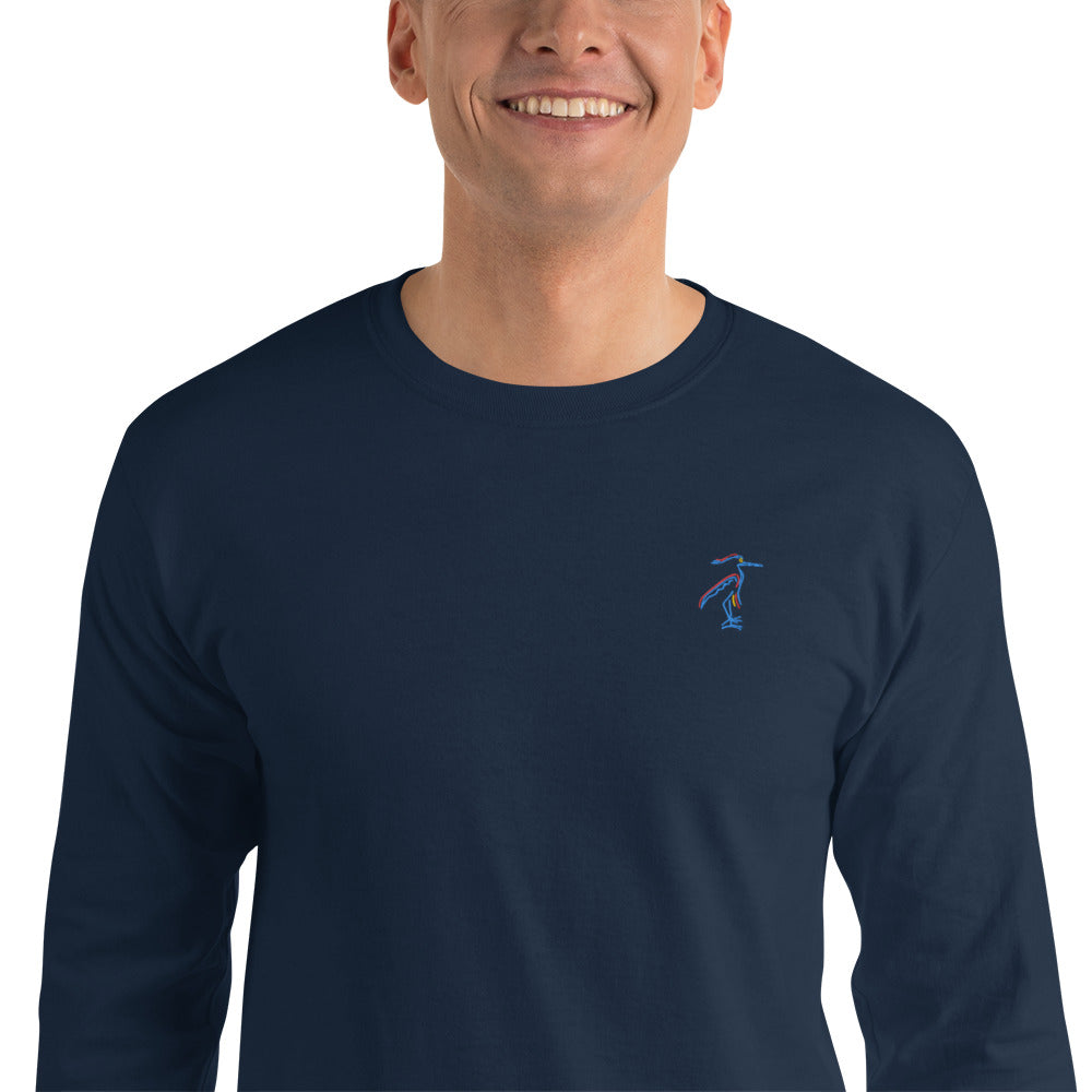 Blue Heron | Embroidered Long Sleeve Shirt