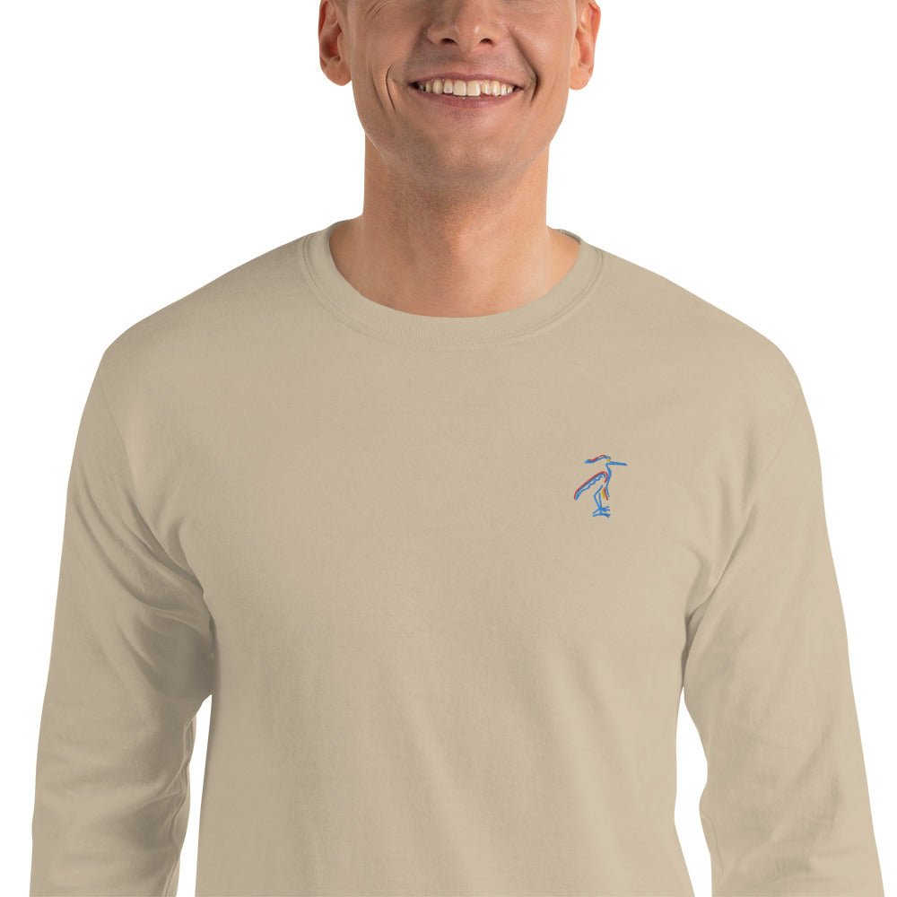 Blue Heron | Embroidered Long Sleeve Shirt