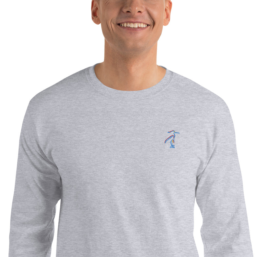 Blue Heron | Embroidered Long Sleeve Shirt