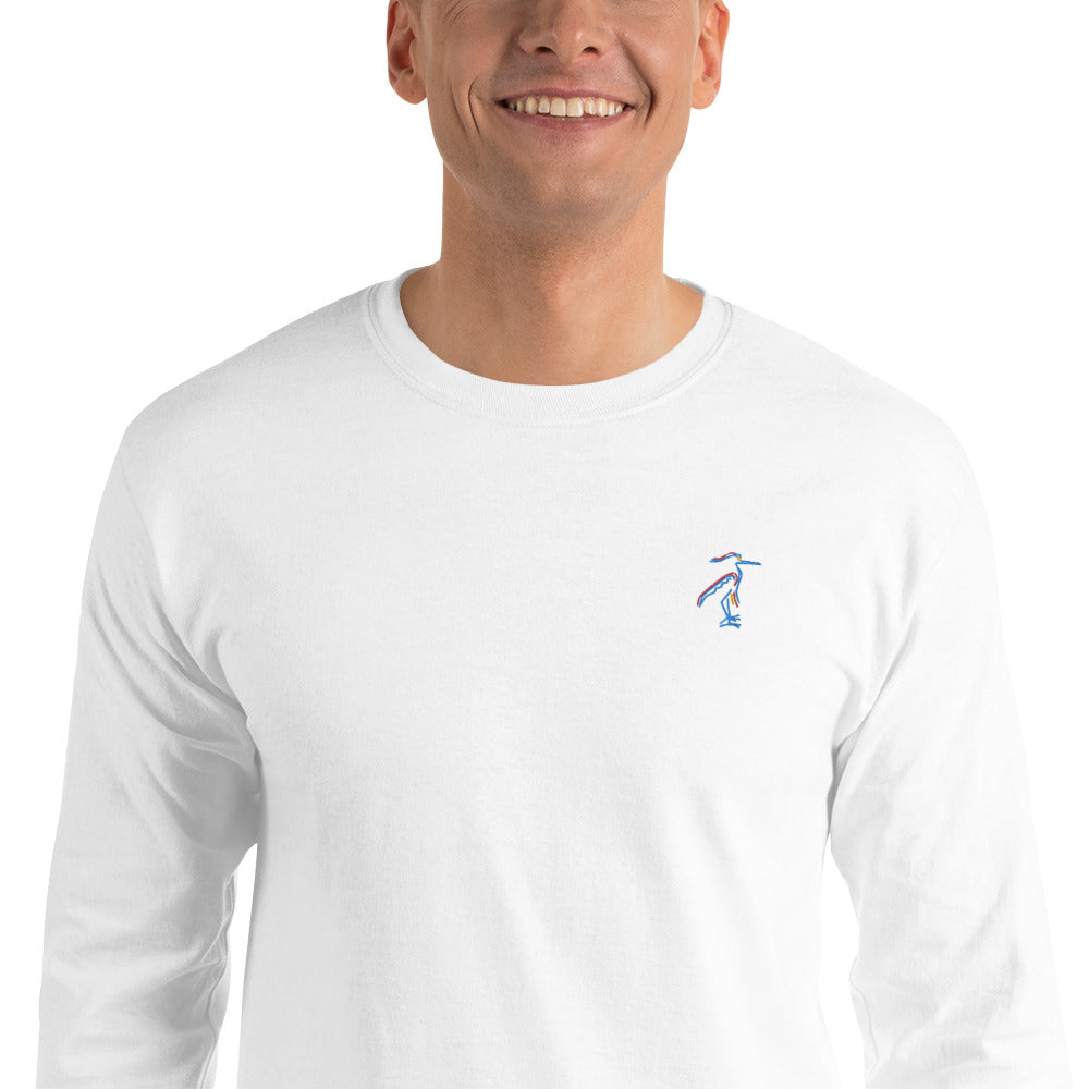 Blue Heron | Embroidered Long Sleeve Shirt