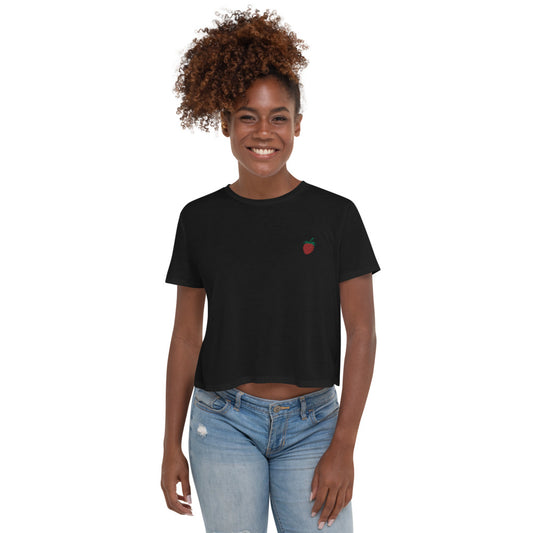 Strawberry | Embroidered Crop Tee