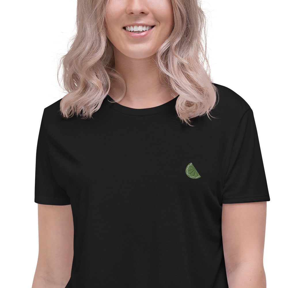 Lime | Embroidered Crop Tee